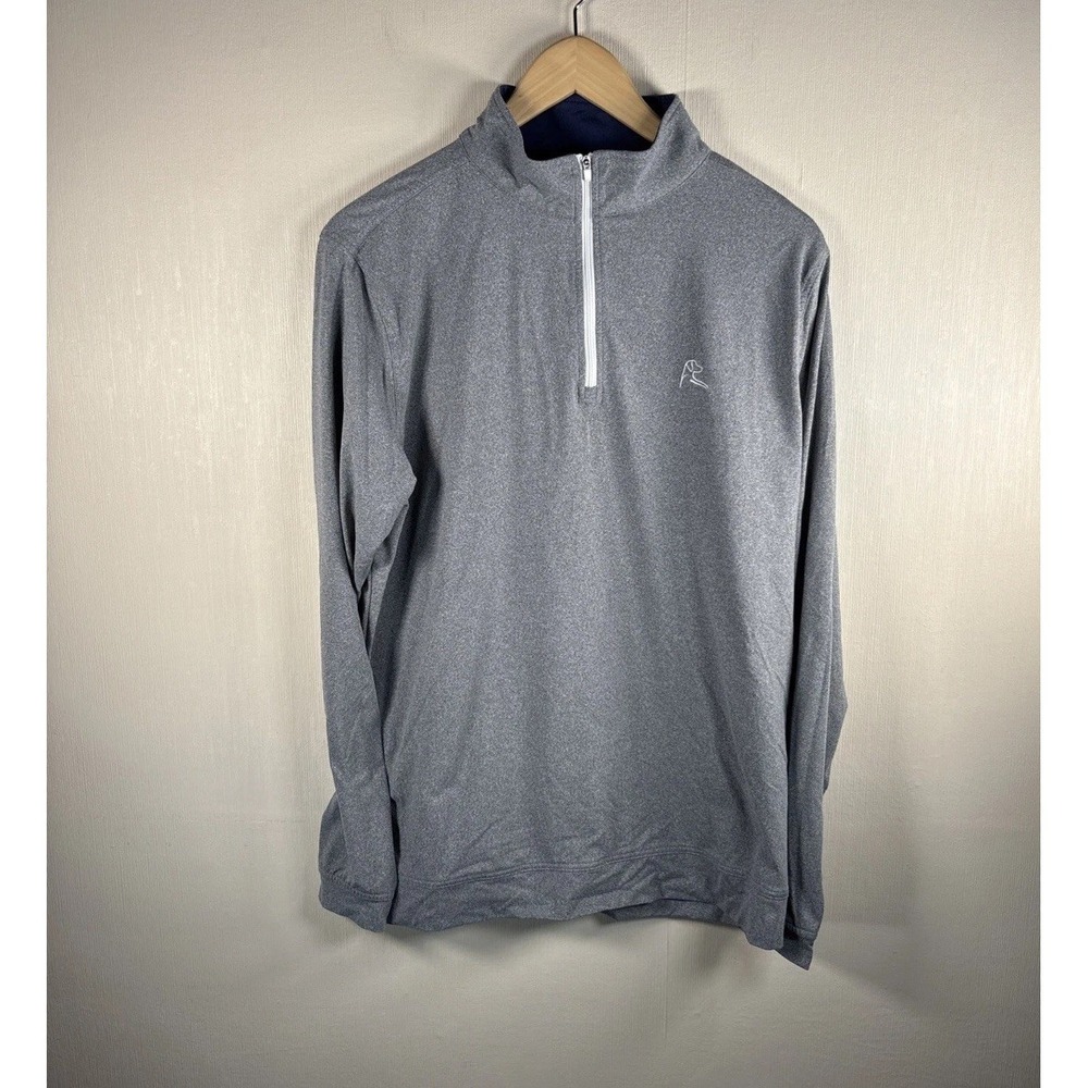 Rhoback Pullover Mens Medium Gray 1/4 Zip Stretch Golf Mock Neck Performance